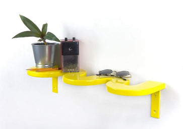 Modern Yellow Wavy Wall Shelf, Wall Decor For Home & Office