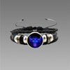 Zodiac Constellation Braided Design Black Leather Bracelet Adjustable