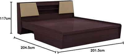 Generic Prudent Hydraulic Half Lift-On Storage King Bed - Engineered Wood, Multicolor