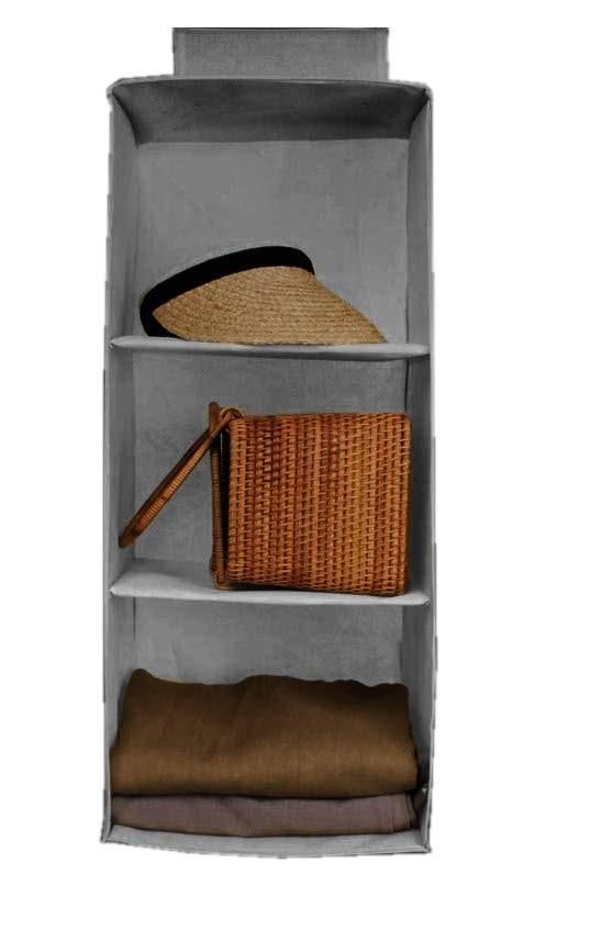 Hanging Wardrobe Organizer- 3 Shelves Non-Woven Fabric Hanging Storage Wardrobe Organizer