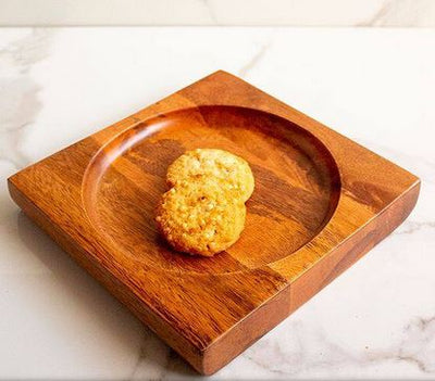 Handcrafted 7" Square Wooden Plater-Rustic Serving dish