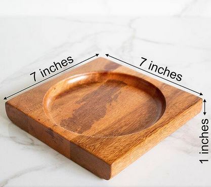 Handcrafted 7" Square Wooden Plater-Rustic Serving dish