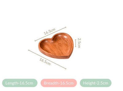 "Acacia Wood Heart Dessert Plate"