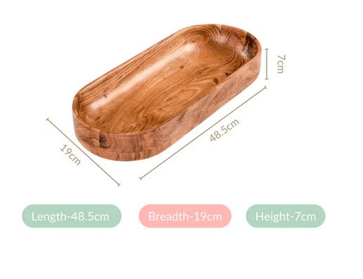 "Natural Acacia Wood Oval- Shaped Serving Platter"