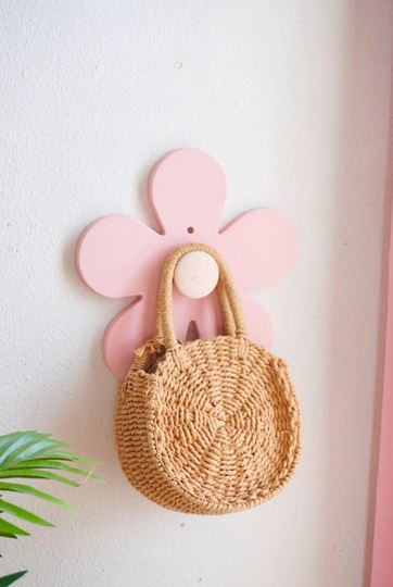 "Pink Wooden Flower Wall Hook"