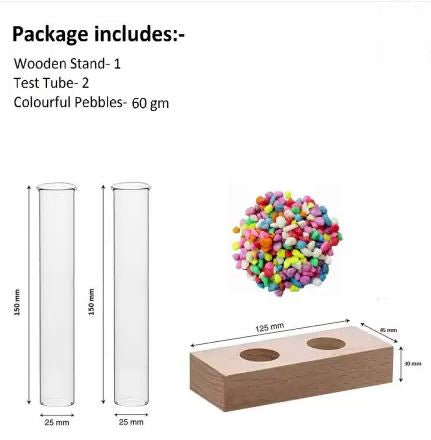Test Tube Planter Plant Propagation Station Glass Terrariumin Test Tube with Wood Stand for Propagating Hydroponic Plants Home Office Decoration Plant Container Set  (Wood)