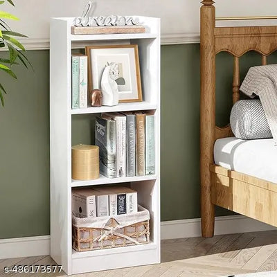 4 Layer Engineered Wood Multipurpose Rack Bookshelf Storage Organizer Stand (90x33x24cm) - Modern WHITE Bookshelf Storage for Home Organization